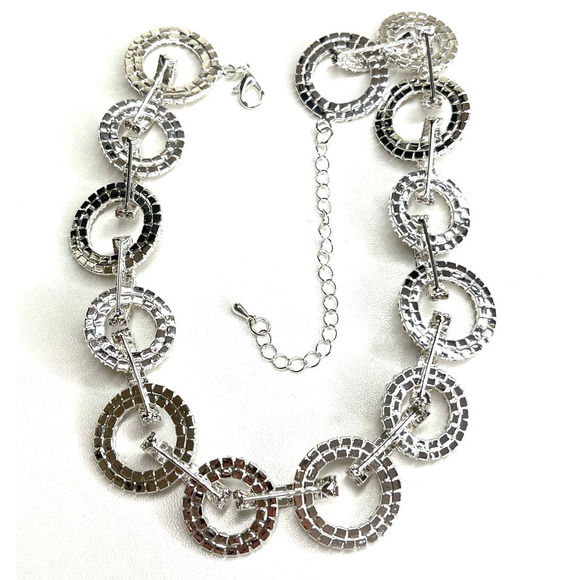 NEW Collar Choker Necklace Clear Rhinestone Silver Jewelry S26 - Picture 6 of 7